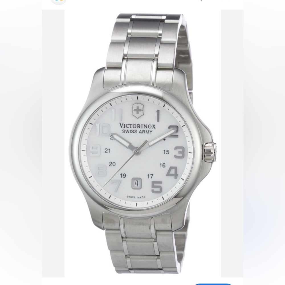 Victorinox Swiss Army MOP Swiss Made Round Silver Ladies Officer watch 241365
